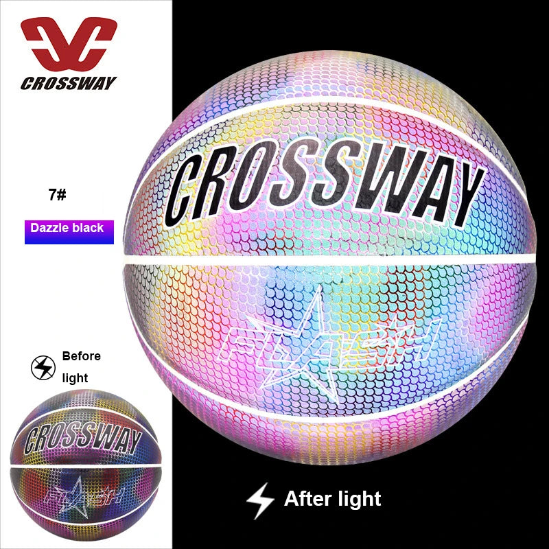 Holographic Glow Basketball – Wear-Resistant Night Light Ball with Bag