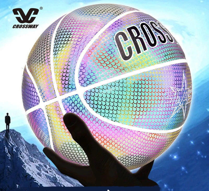Holographic Glow Basketball – Wear-Resistant Night Light Ball with Bag