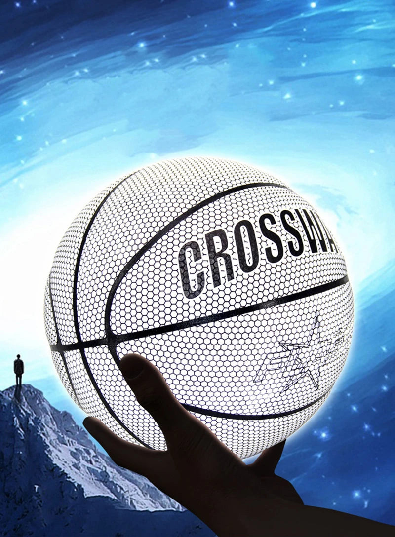 Holographic Glow Basketball – Wear-Resistant Night Light Ball with Bag