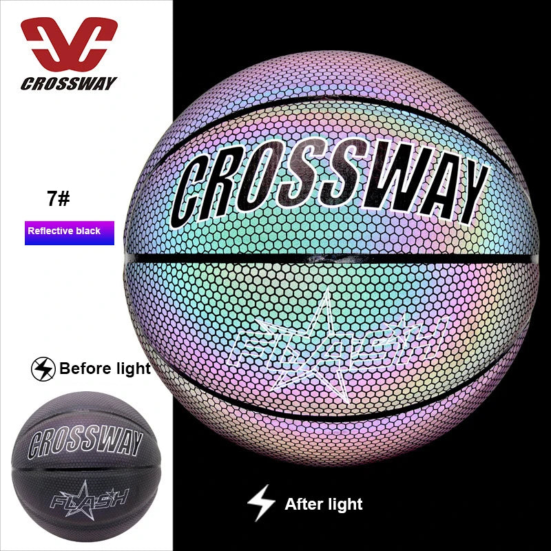 Holographic Glow Basketball – Wear-Resistant Night Light Ball with Bag