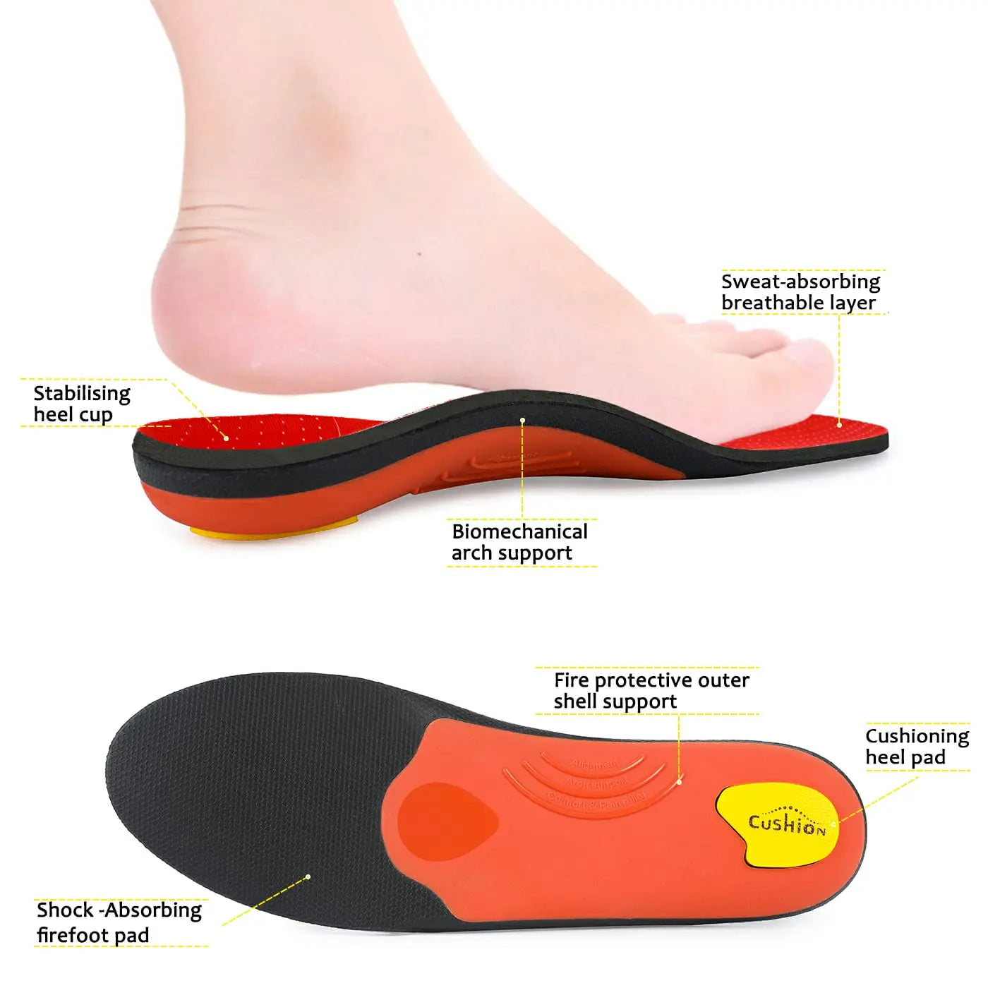 Plantar Fasciitis Orthotic Insoles – High Arch Support for Men & Women Sneakers