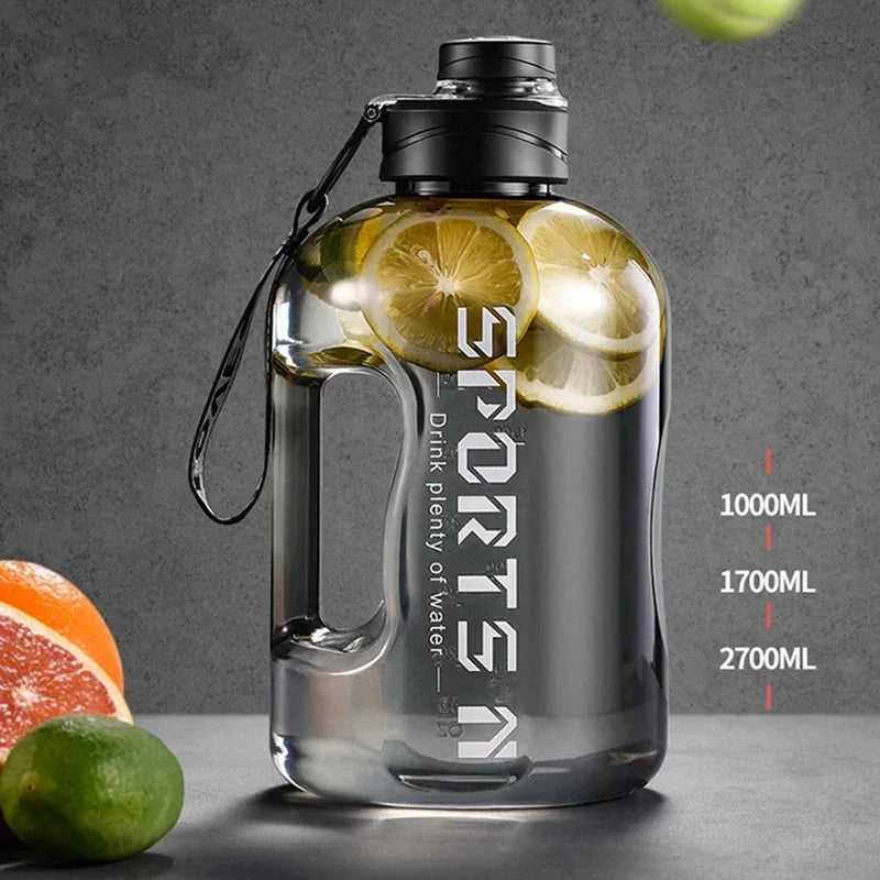 1.7L/2.7L Sports Water Bottle – Portable Large Capacity for Gym, Cycling & Camping