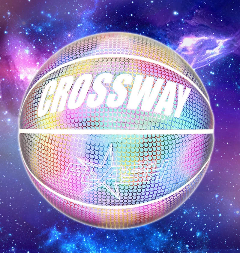 Holographic Glow Basketball – Wear-Resistant Night Light Ball with Bag