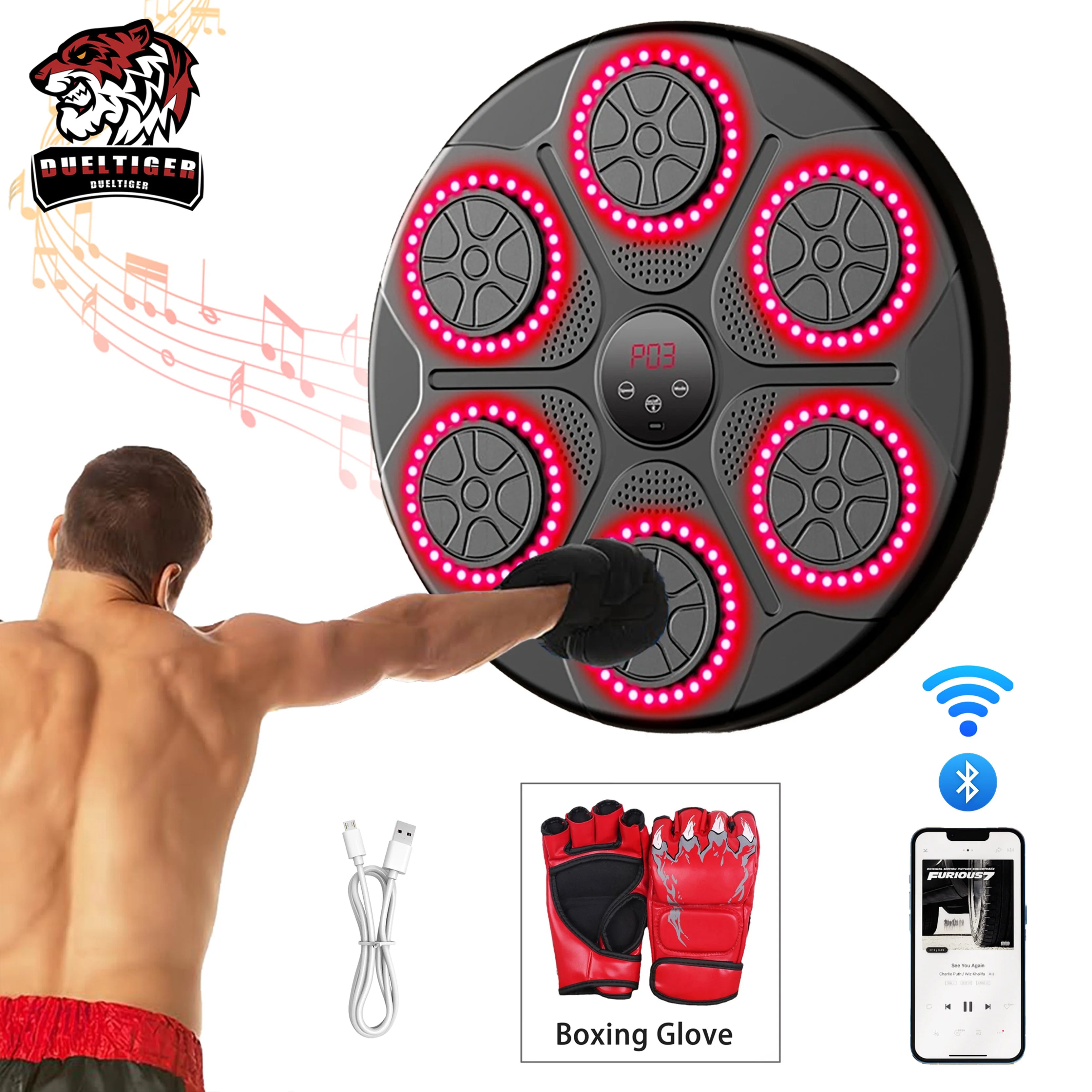 Smart Bluetooth Music Boxing Machine – Wall-Mounted Home Gym Trainer
