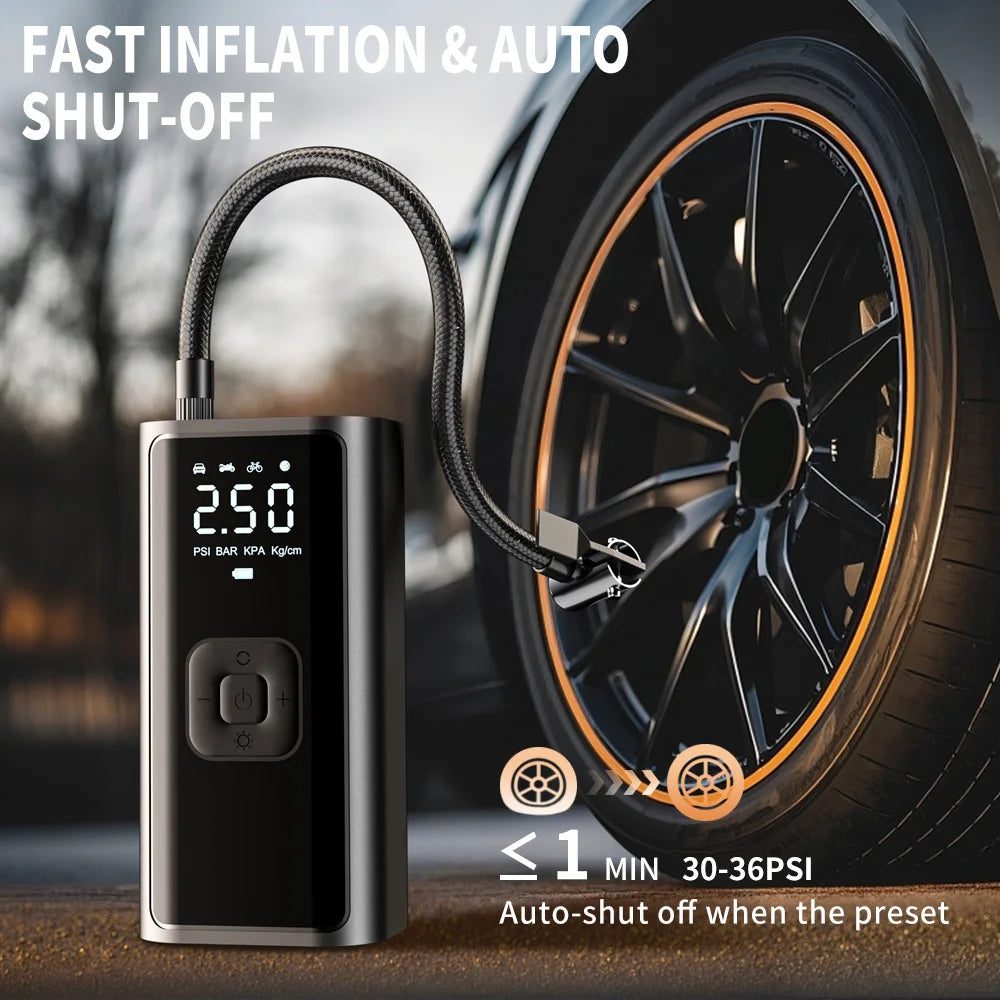 YIJU Portable Electric Tire Inflator – Rechargeable Pump for Car, Bike & Ball