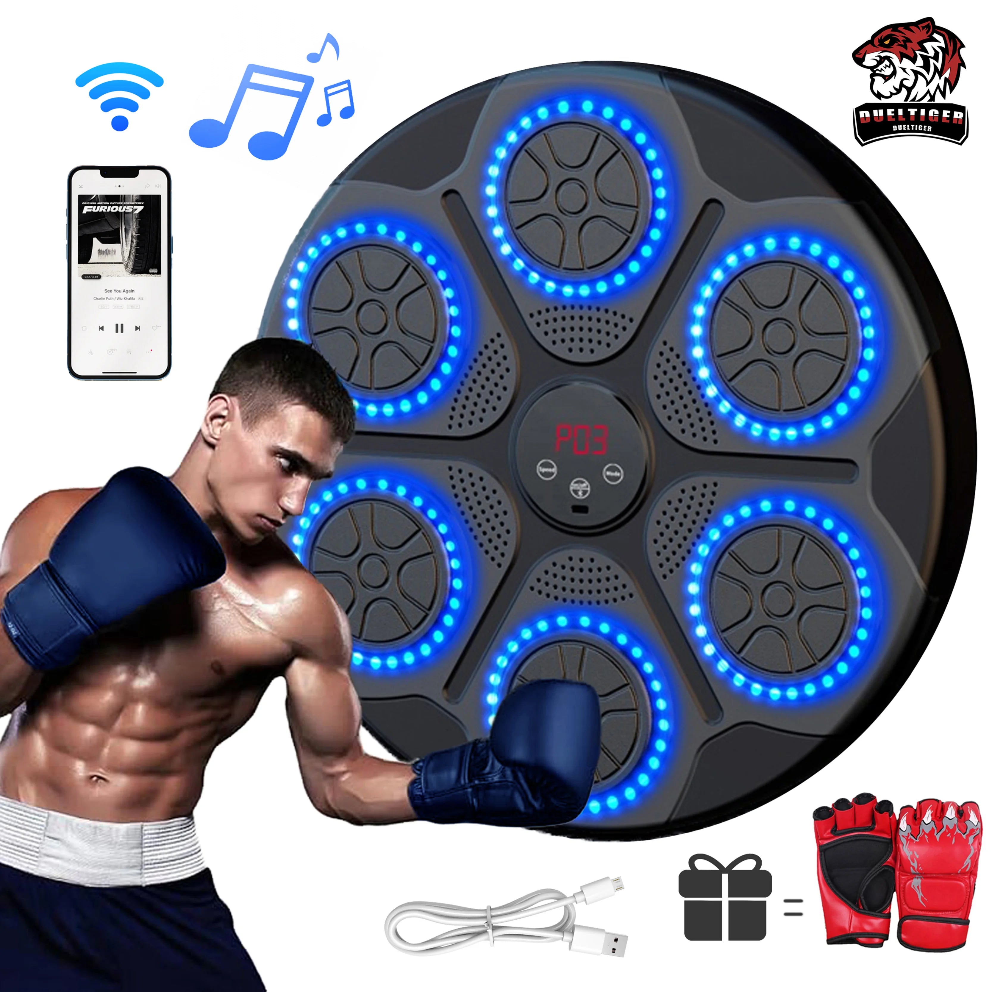 Smart Bluetooth Music Boxing Machine – Wall-Mounted Home Gym Trainer