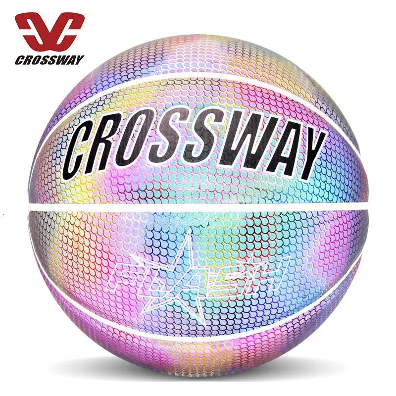 Holographic Glow Basketball – Wear-Resistant Night Light Ball with Bag