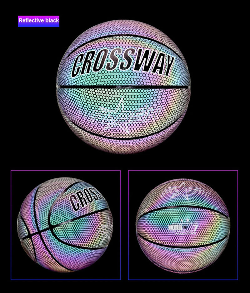 Holographic Glow Basketball – Wear-Resistant Night Light Ball with Bag