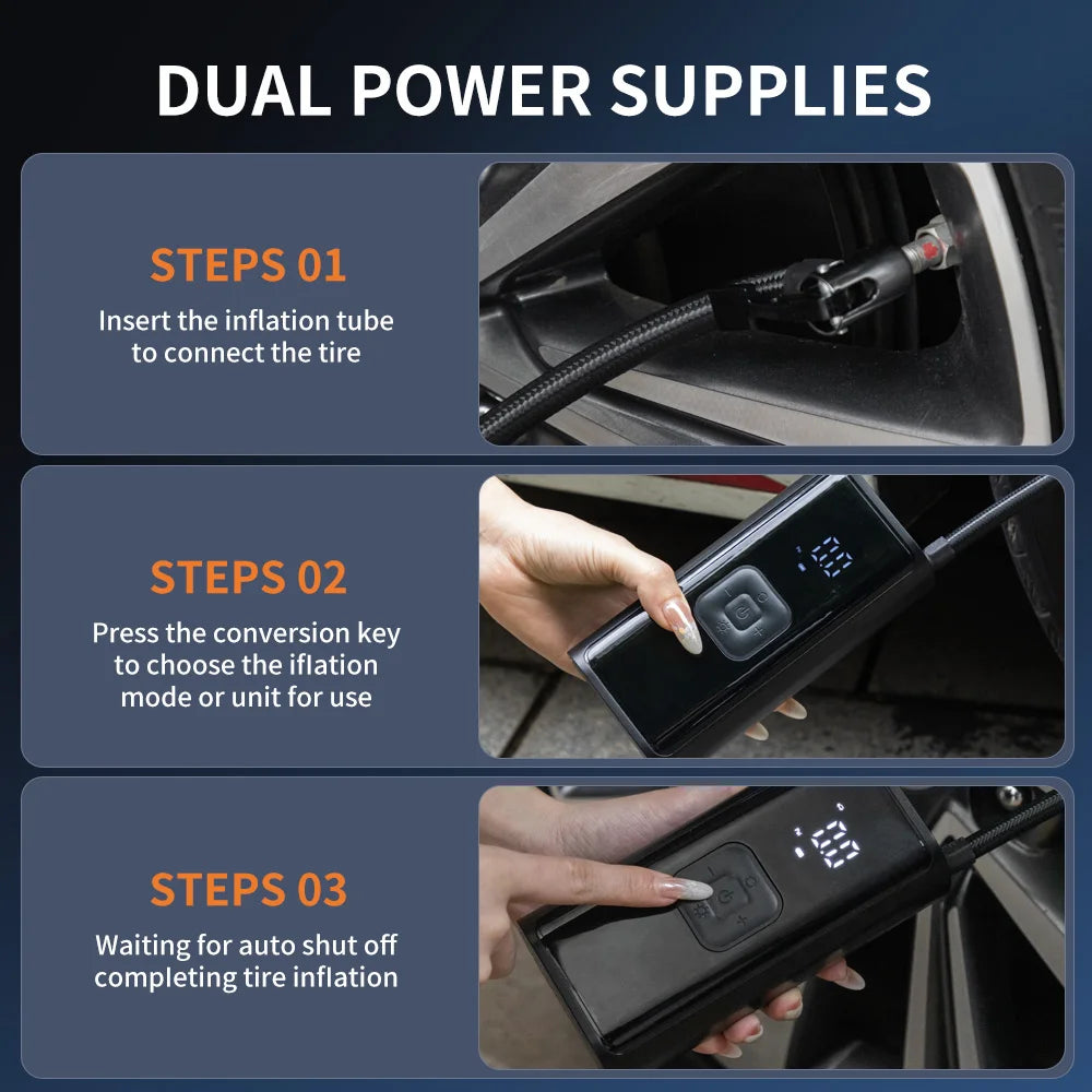 YIJU Portable Electric Tire Inflator – Rechargeable Pump for Car, Bike & Ball