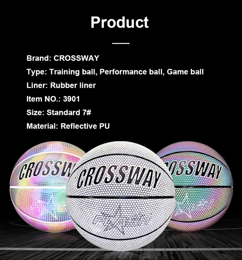 Holographic Glow Basketball – Wear-Resistant Night Light Ball with Bag
