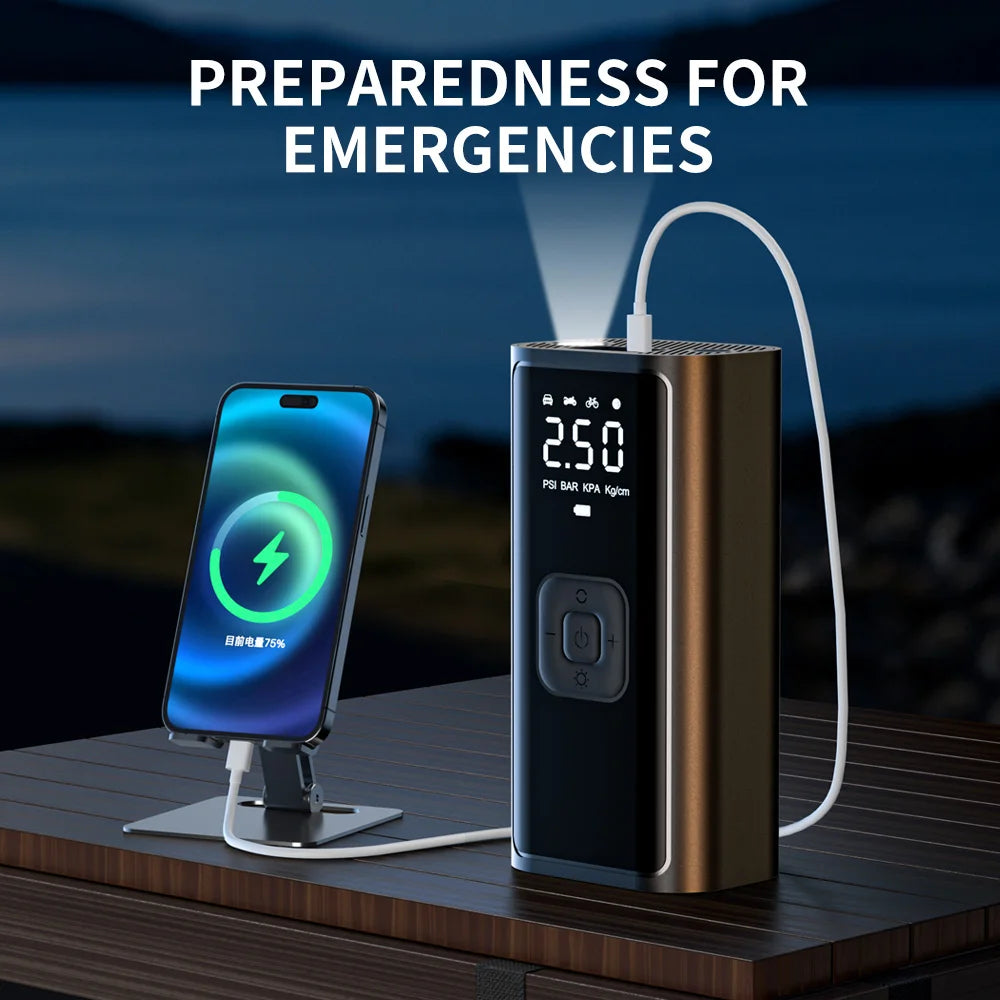 YIJU Portable Electric Tire Inflator – Rechargeable Pump for Car, Bike & Ball